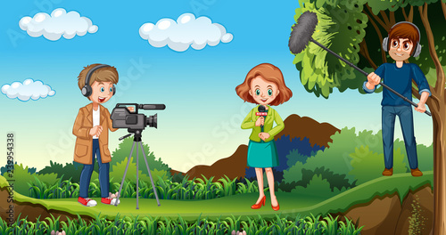 Journalist working in nature