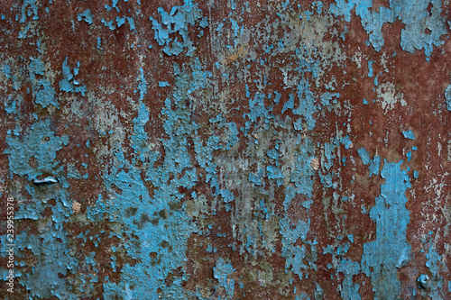 texture old brown sheet metal with peeling paint with corrosion © yfcnz1799