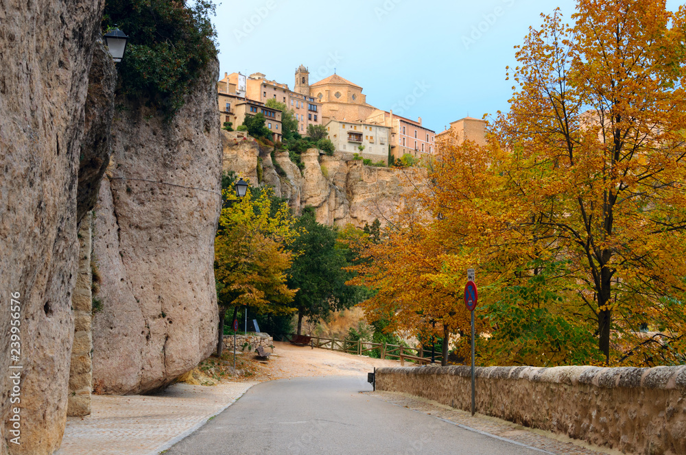 Scenic autumn view of Cuenca city in Spain