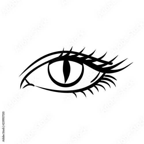  Eye on white background. Makeup on Halloween. Woman eye. The eye logo. Eyes art. Human eye, eye close up - vector