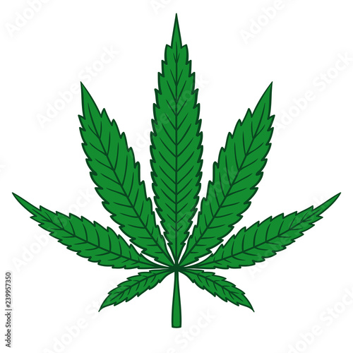 Cannabis (Marijuana) Leaf in Flat Vintage Style