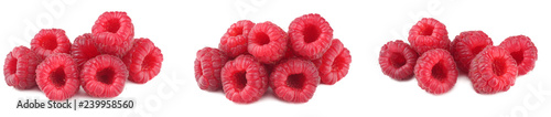 ripe raspberries isolated on white background macro