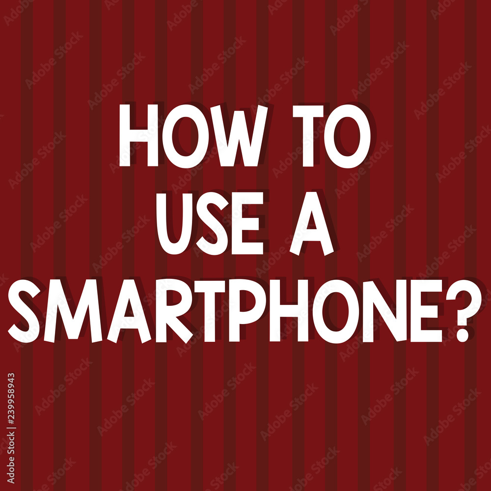 Text sign showing How To Use A Smartphonequestion. Conceptual photo Instructions for using a cellphone mobile Seamless Vertical Straight Lines Two Tone Stripes in Blank Square photo