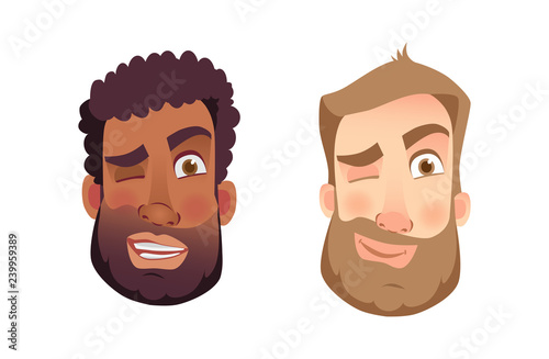 emotions of man face set