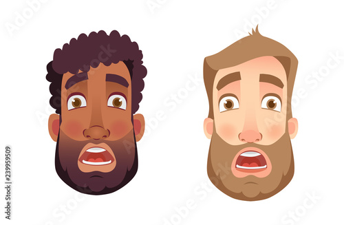 emotions of man face set