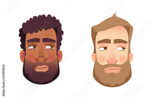 emotions of man face set