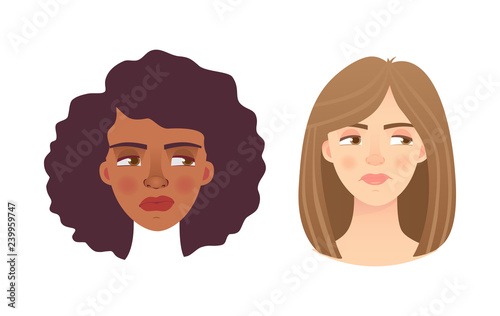 emotions of woman face set