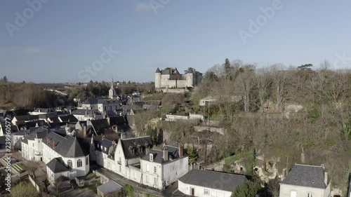 Aerial/ drone footage of the village of Luynes, France photo