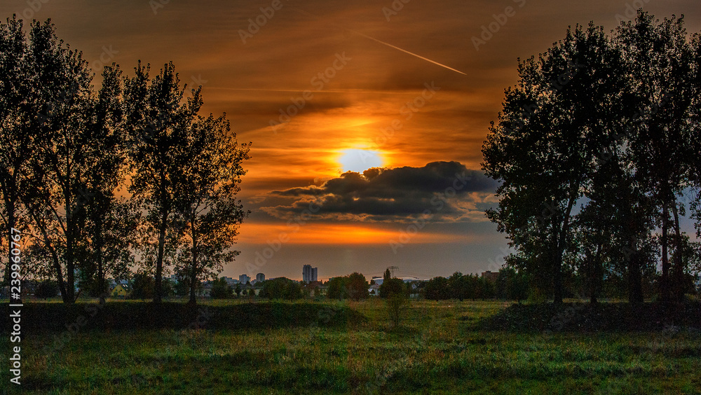 Evening atmosphere on the former airfield in Berlin-Johannisthal