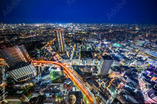 city skyline night view in bunkyo  Tokyo  Japan