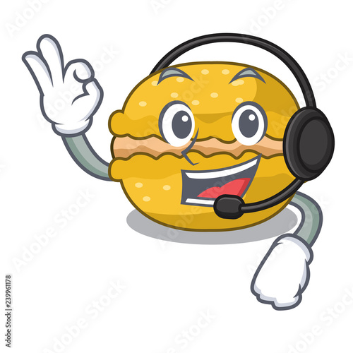 With headphone macarons banana in shape a cartoon