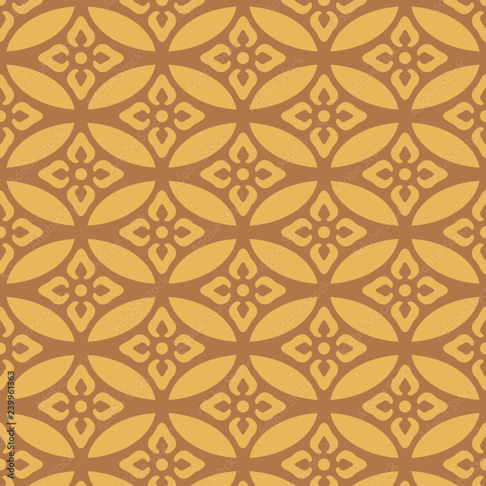 Japanese Gold Overlapping Floral Oval Pattern Japanese Gold Overlapping Floral Oval Pattern