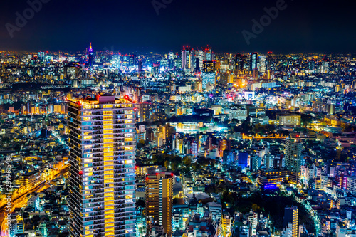 Photography city skyline night view in bunkyo, Tokyo, Japan