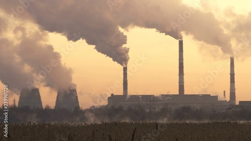 Pollution Smoke Smog Dirty from thermal power plant.