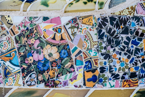 Carreaux mosaïques du Parc Guell, Barcelone