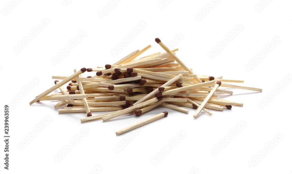 Pile of matches isolated on white background Pile of matches isolated on white background