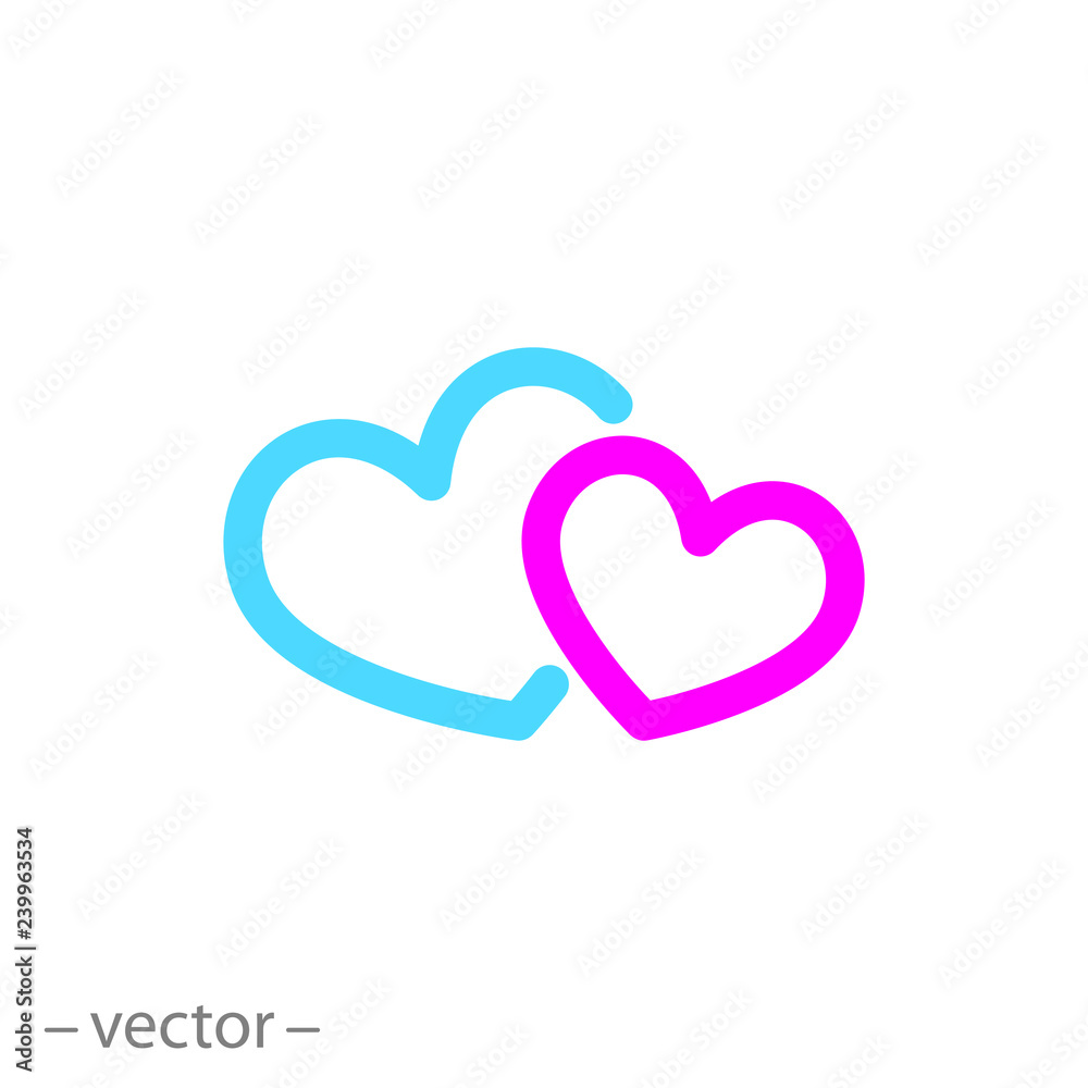 two hearts, icon, line sign, vector illustration two hearts, icon, line sign, vector illustration