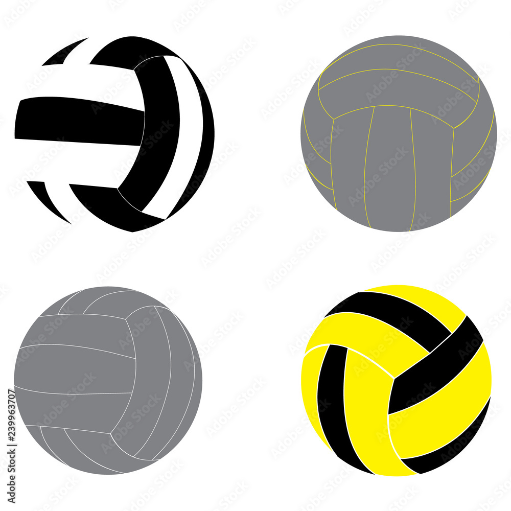 Vector illustration set of four volleyball designs
