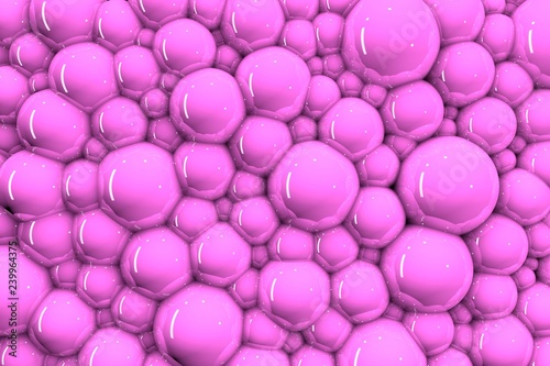 3D Gentle Pink Glossy Bubbles