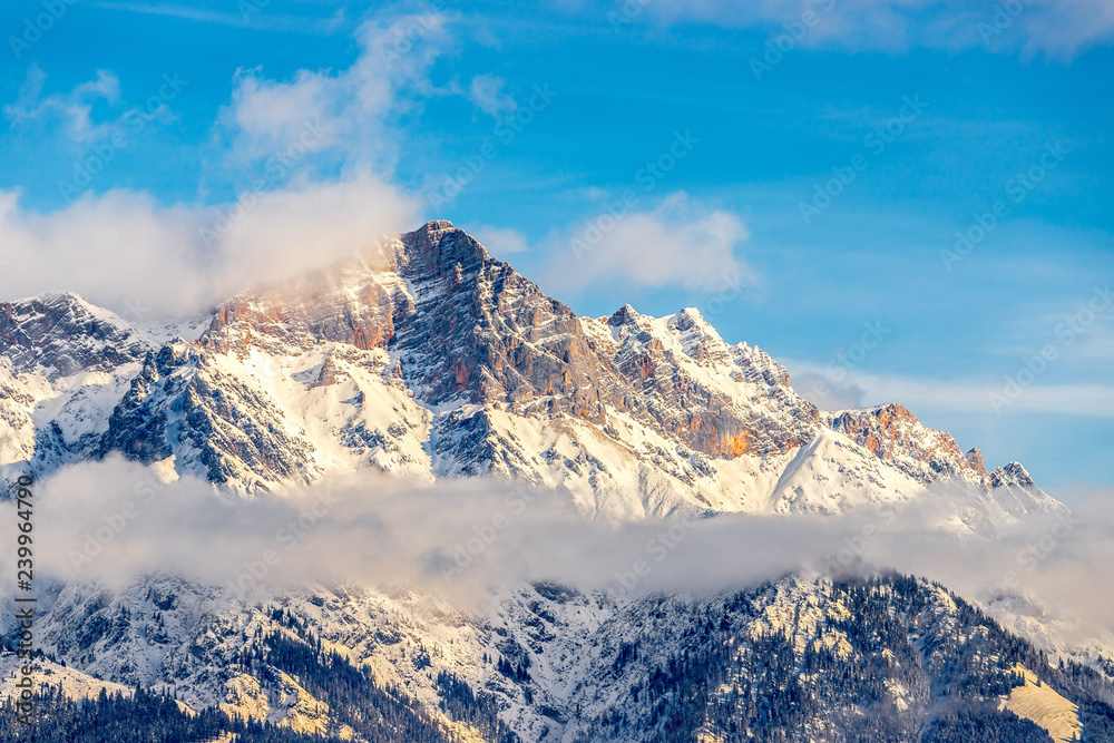 Snowy mountains in winter, landscape, alps, austria