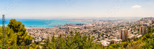 Cityscape view from Carmel mountain on Haifa city, northern capital of Israel