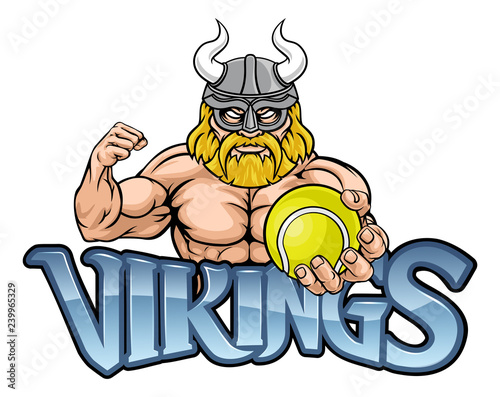 A Viking warrior gladiator tennis sports mascot