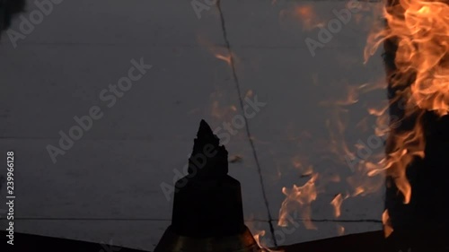 Slow motion video of the Eternal Flame at Martyrs Lane in Baku, Azerbaijan