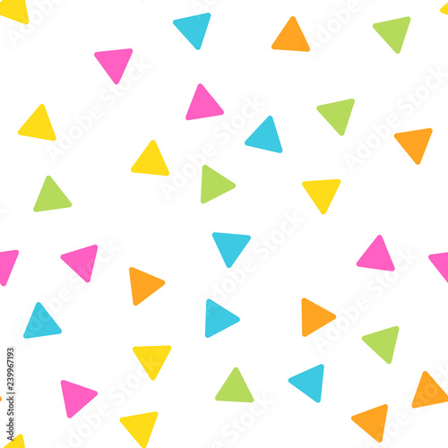 Free Download Seamless abstract geometric pattern of triangles in random order. Funny, happy and children theme. Simple flat vector illustration. - GFXLoad