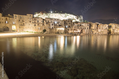 Cefalu townscape Sicily village on the sea Italy