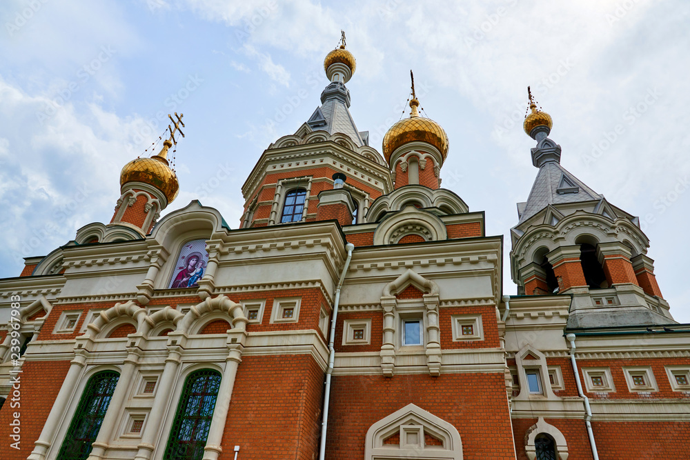 Fototapeta premium Orthodoxy Church in Uralsk city. Kazakhstan. Temple of the Christ of the Savior.