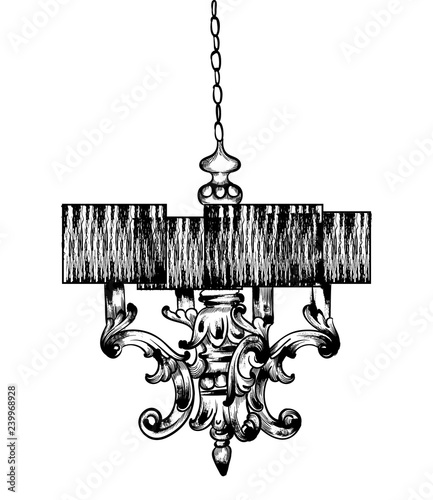 Classic lamp Vector. French Luxury rich intricate ornaments. Engraved flouris...