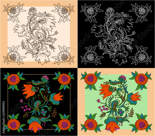set of seamless floral patterns
