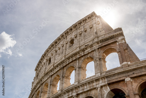 Colosseum in Rome with sun