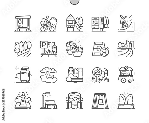City Park Well-crafted Pixel Perfect Vector Thin Line Icons 30 2x Grid for Web Graphics and Apps. Simple Minimal Pictogram