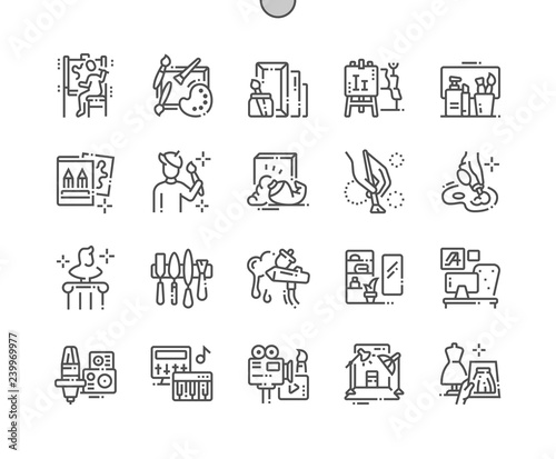 Artistic Studio Well-crafted Pixel Perfect Vector Thin Line Icons 30 2x Grid for Web Graphics and Apps. Simple Minimal Pictogram