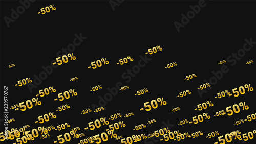 Percent Sings on Dark Background. Black Poster with Silver Percent Sings and Snowflakes. Vector Discount Sale Background.