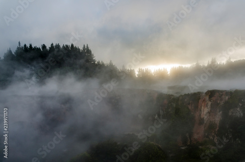 Steam from geothermal fields of Craters of the Moon, Taupo, New Zealand