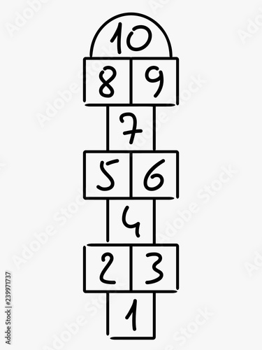 illustration with hopscotch game. Drawn in colored chalk. flat vector illustration isolated on white background. child Game - Vector