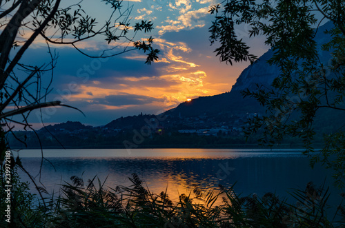 Magic sunset on the lake