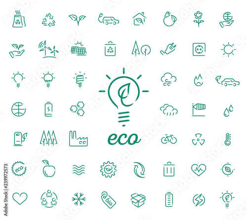 Set of 50 ecology vector icons