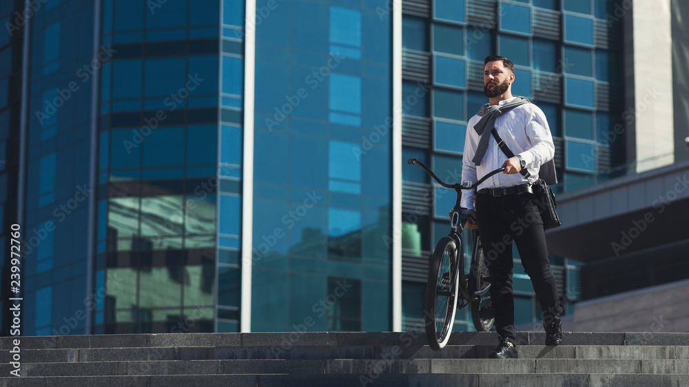 custom made wallpaper toronto digitalHandsome businessman carrying his bicycle while going on stairs
