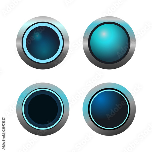 Set of glass and metal buttons
