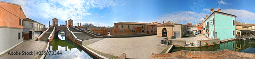 Comacchio, panoramica con ponte di trepponti a 360°