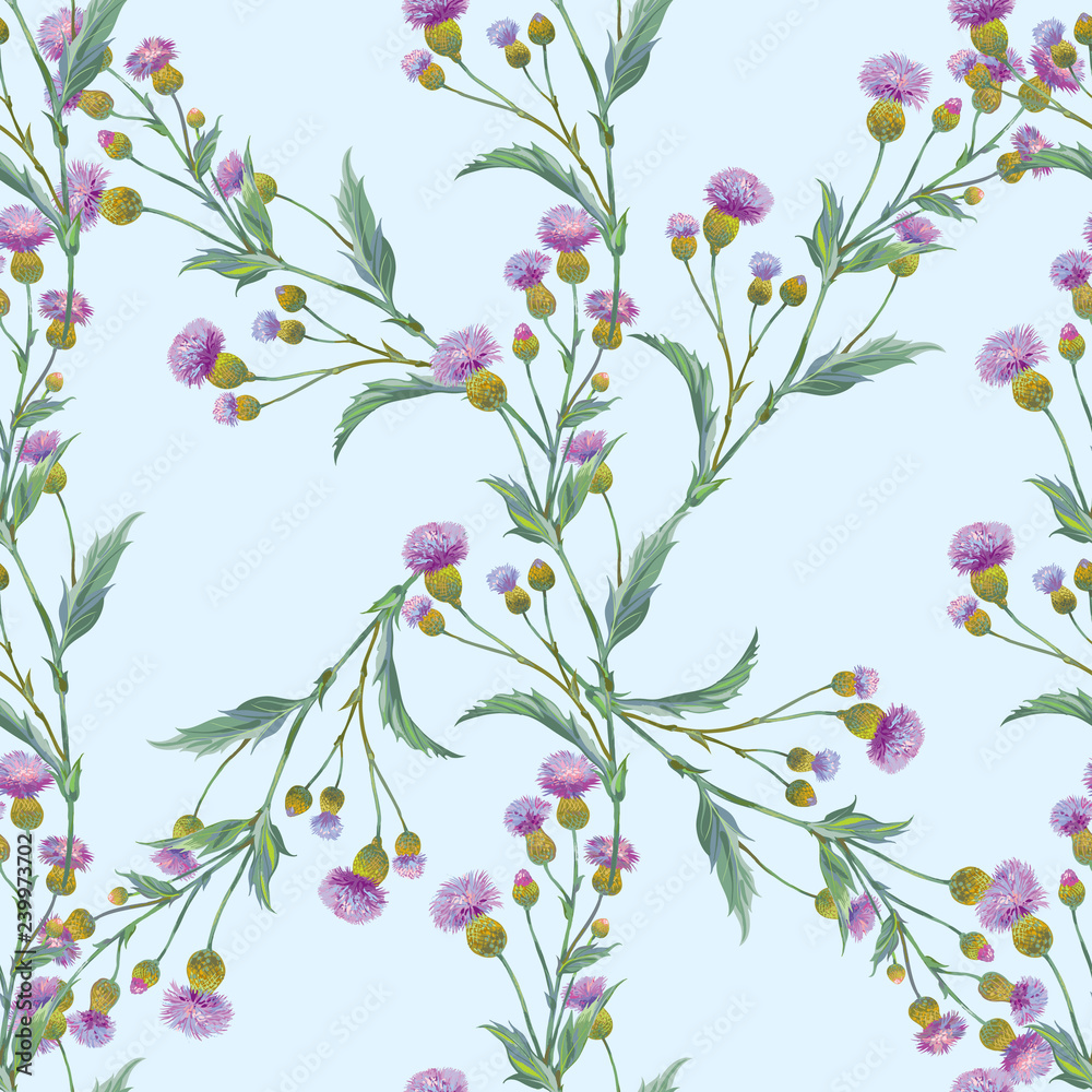 Decorative composition of persian cornflowers. Seamless background pattern #3