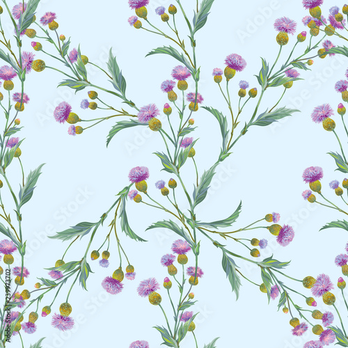 Decorative composition of persian cornflowers. Seamless background pattern #3