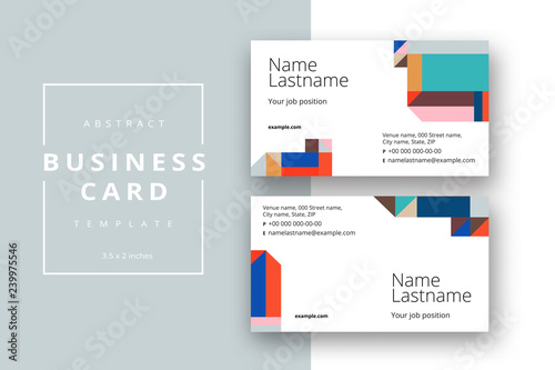 Trendy minimal abstract business card template. Modern corporate stationery id layout with geometric pattern. Vector fashion background design with information sample name text.