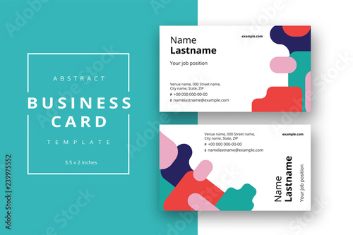 Trendy minimal abstract business card template. Modern corporate stationery id layout with geometric pattern. Vector fashion background design with information sample name text.