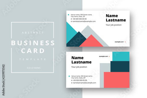 Trendy minimal abstract business card template. Modern corporate stationery id layout with geometric pattern. Vector fashion background design with information sample name text.