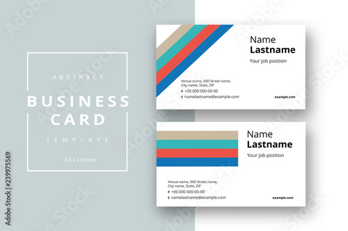 Trendy minimal abstract business card template. Modern corporate stationery id layout with geometric pattern. Vector fashion background design with information sample name text.