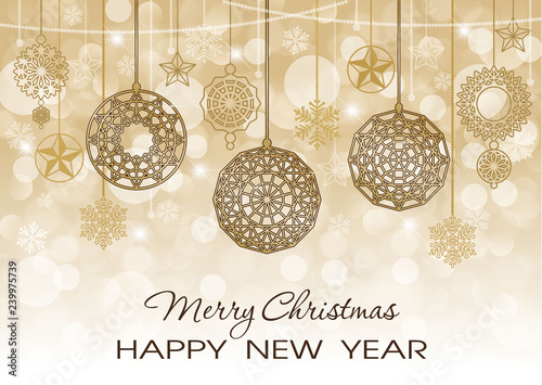 New Year cards in gold. Mer...